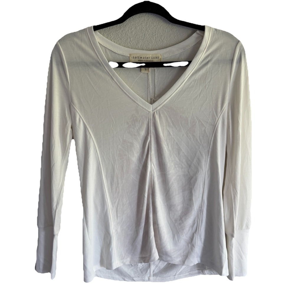 Saltwater Luxe S1130-WHT White Textured‎ Light Leaf Imprint Pullover